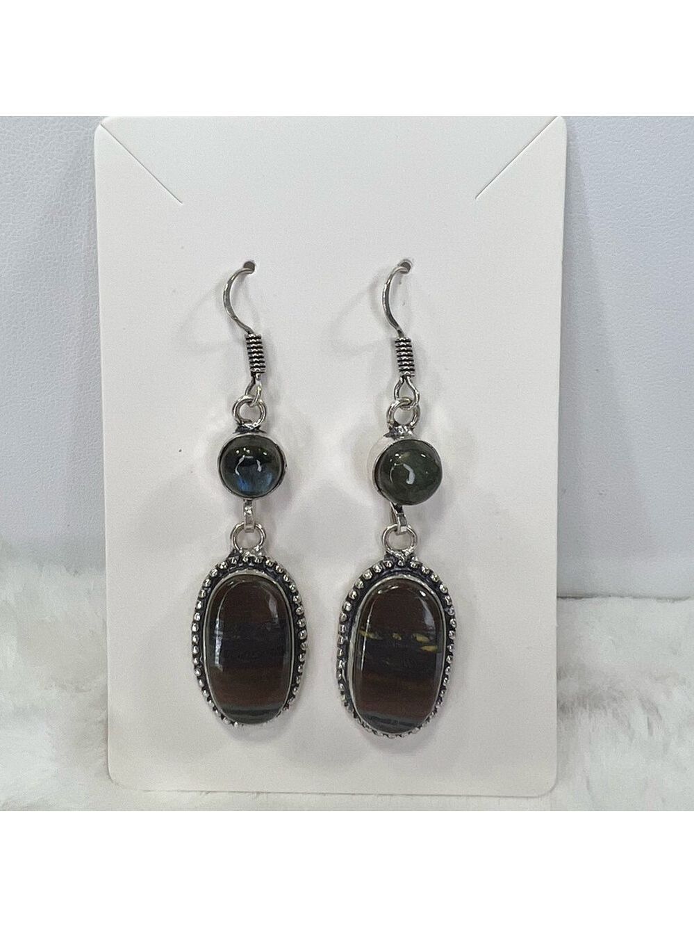 Iron Tiger Eye 925 Gemstone Earring
